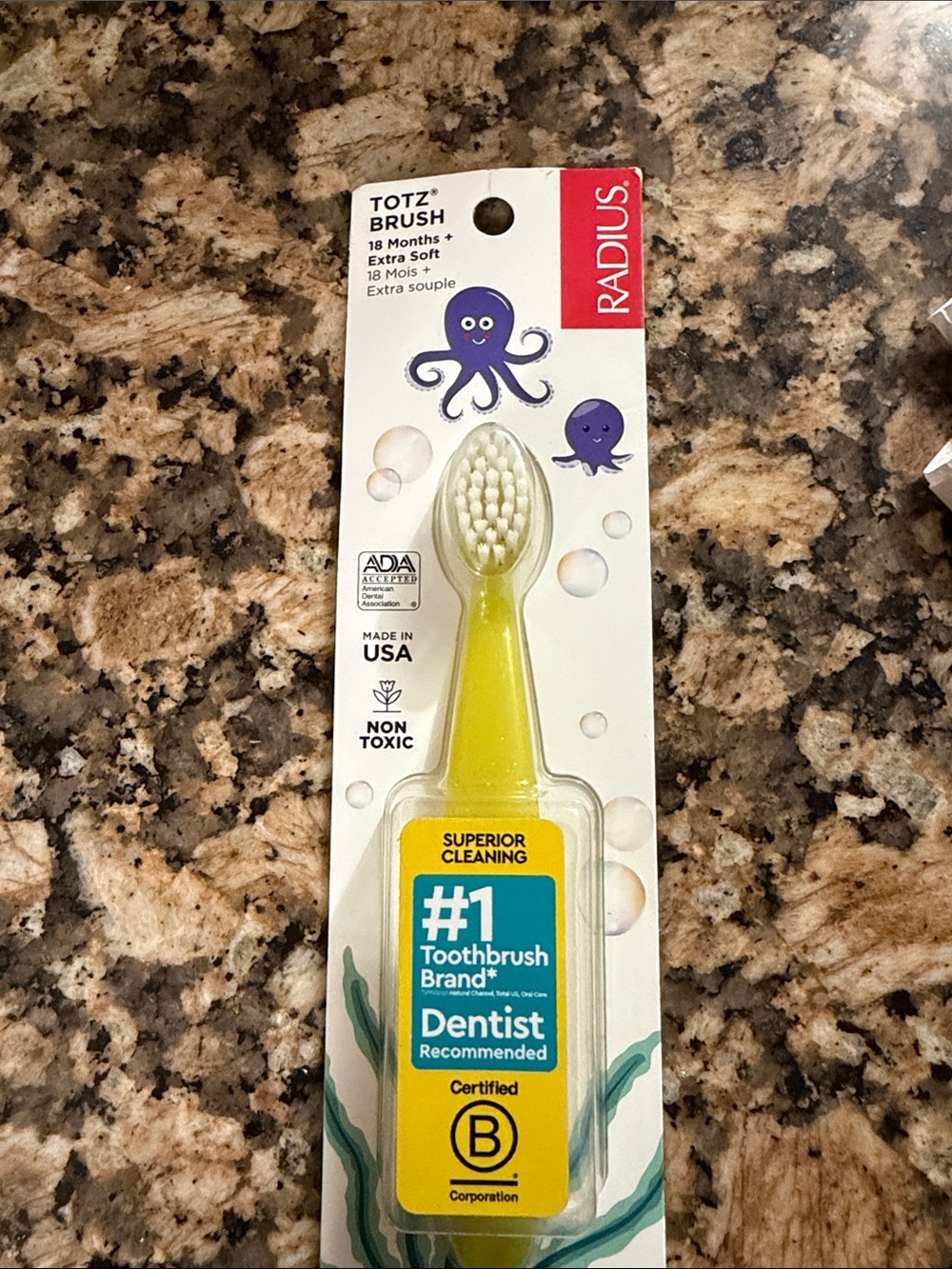 Radius TOTZ Yellow Baby Toothbrush - Extra Soft